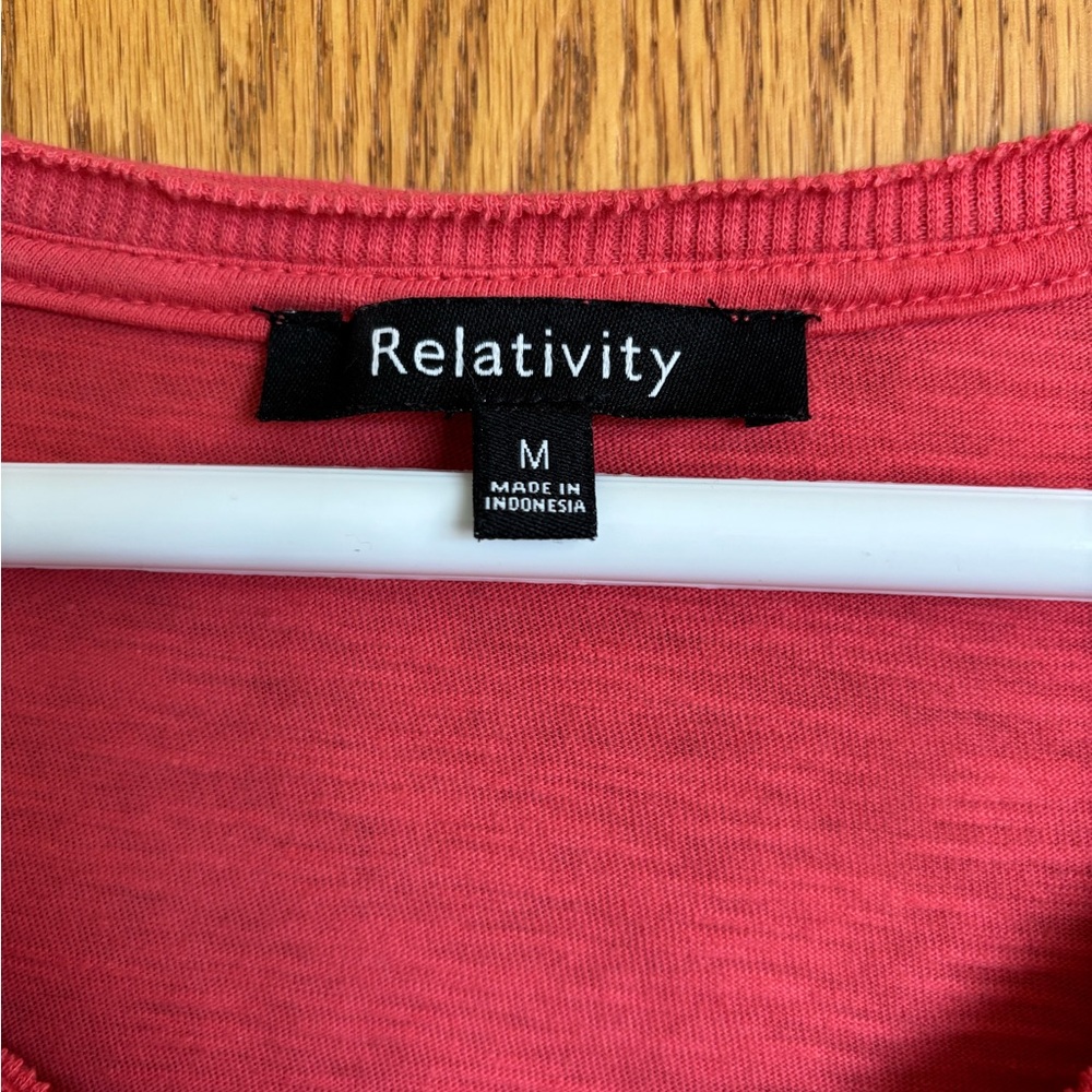 Relativity Coral Lace-Trim Long Sleeve Henley Top - Picture 3 of 3